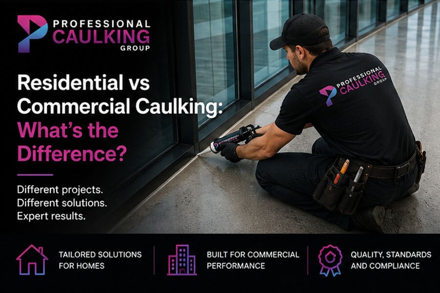 Professional caulking being applied on a commercial construction project in Melbourne.